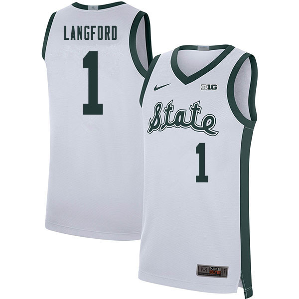 Men Michigan State Spartans #1 Joshua Langford NCAA Nike Authentic White Retro College Stitched Basketball Jersey SB41P27QD